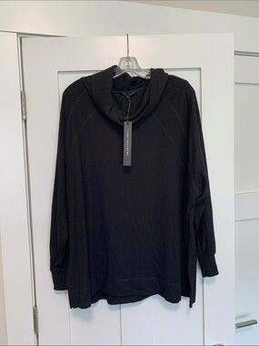 Jane and Delancey Black Ribbed Cowl Neck Sweater